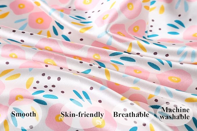 Bassinet Sheet Set 2 Pack Satin Ultra Soft Silk Fit for Rectangle, Hourglass, Oval Bassinet Mattress Protect for Baby Hair and Skin Cradle or Bassinet Sheets, Floral & Floral