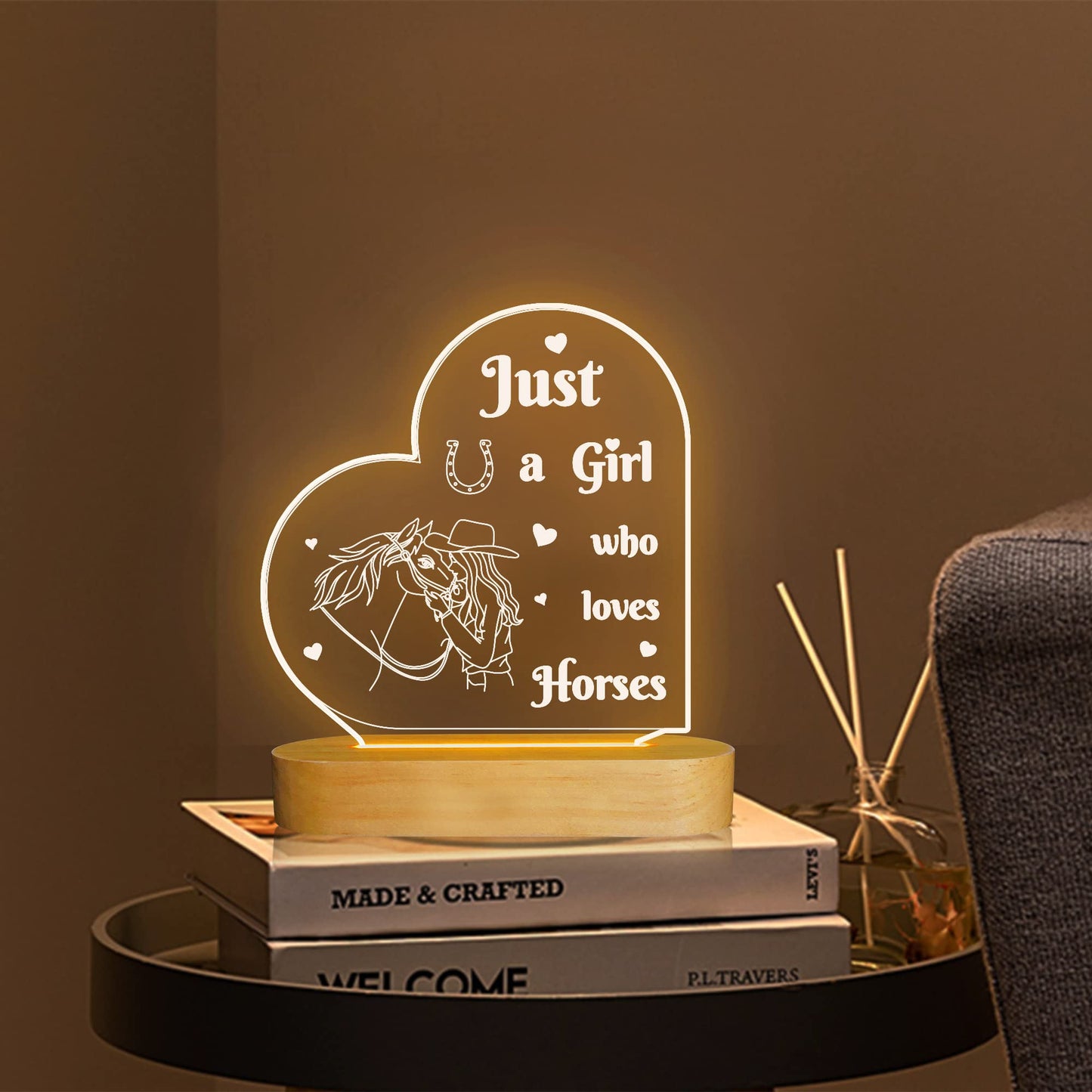 Attivolife Horse Night Light LED Table Lamp, Cute Acrylic Design, Warm White, Ideal for Girls Room Decor, Gift for Horse Lovers