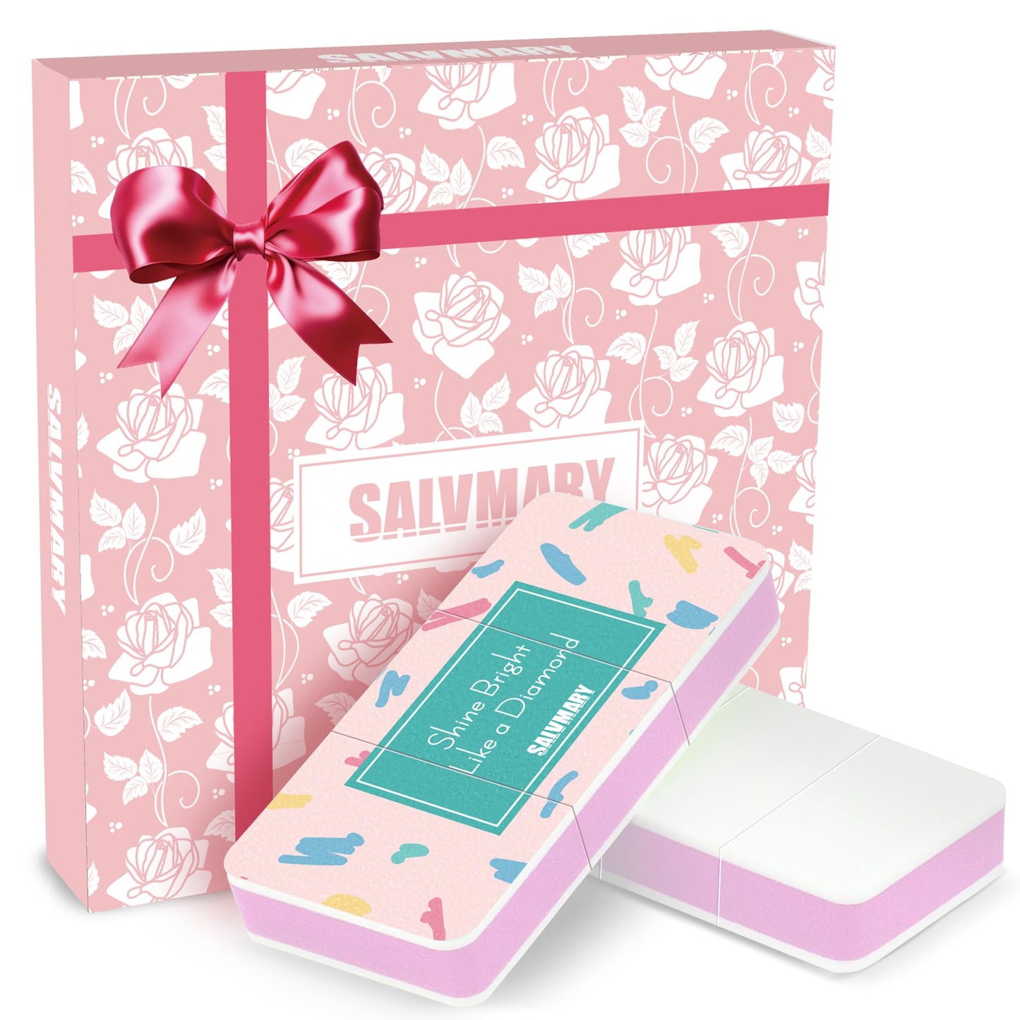 Nail Shiny Buffer Block Gifts for Women - Pink Nail Shine Buffing Blocks Files with 2 Way Smoother & Polisher for Natural Nails,