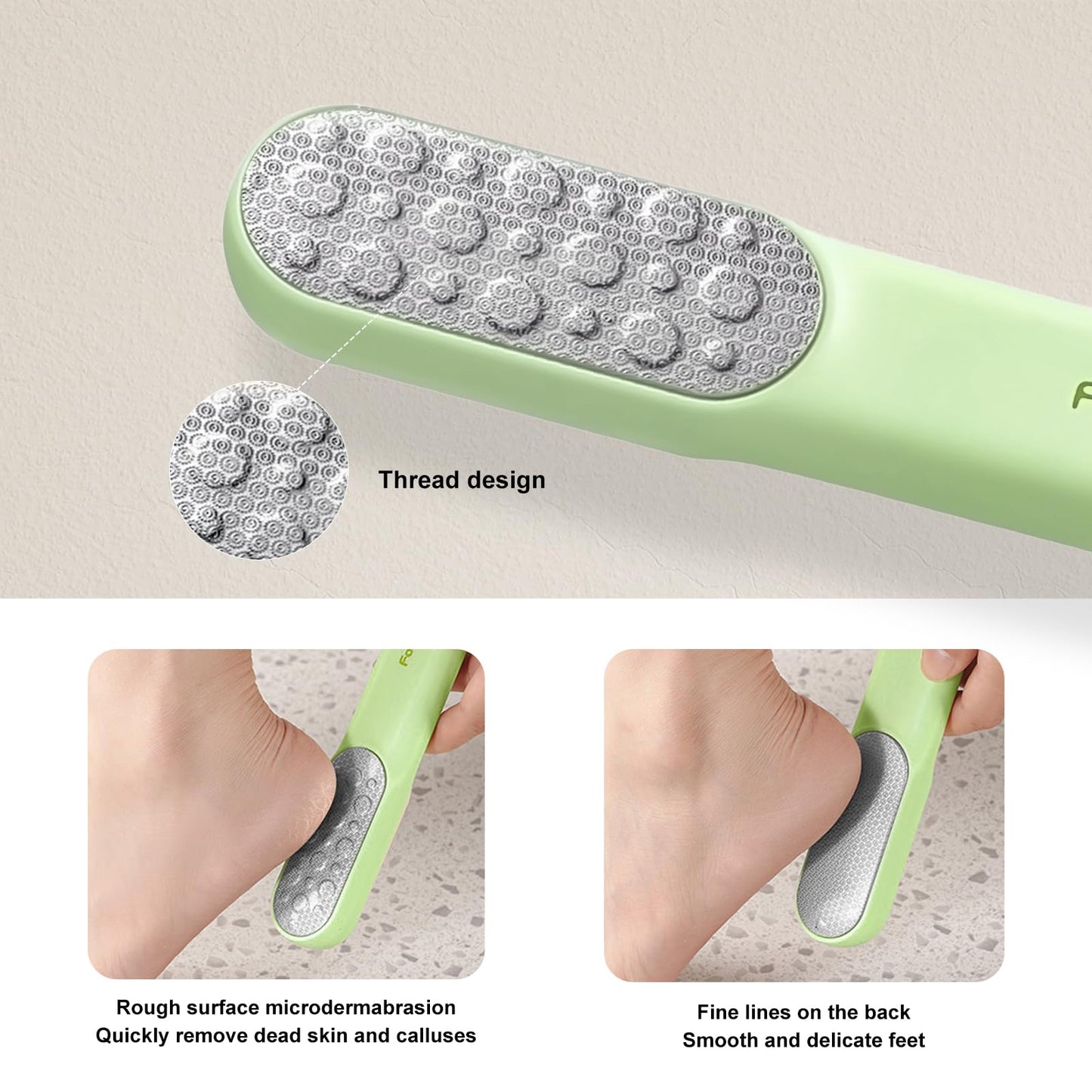 Double-Sided Stainless Steel Foot File, Foot Callus Remover & Foot Scrubber, Professional Pedicure Tool for Dry & Wet Feet, Safe