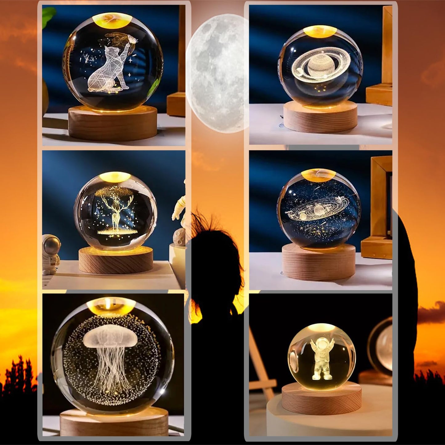 Kazetec 3D Crystal Ball Saturn Night Light 2.35Inch(60Mm) Space Decor Magical Globe Nightlight Kids Bedroom Decor Nightlight Decolamp As A Birthday Gift For Teens.
