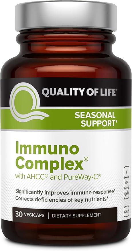 Quality of Life Premium AHCC Complex – ImmunoComplex Includes AHCC Mushroom Extract, Vitamin C, Vitamin D3, Copper, Zinc