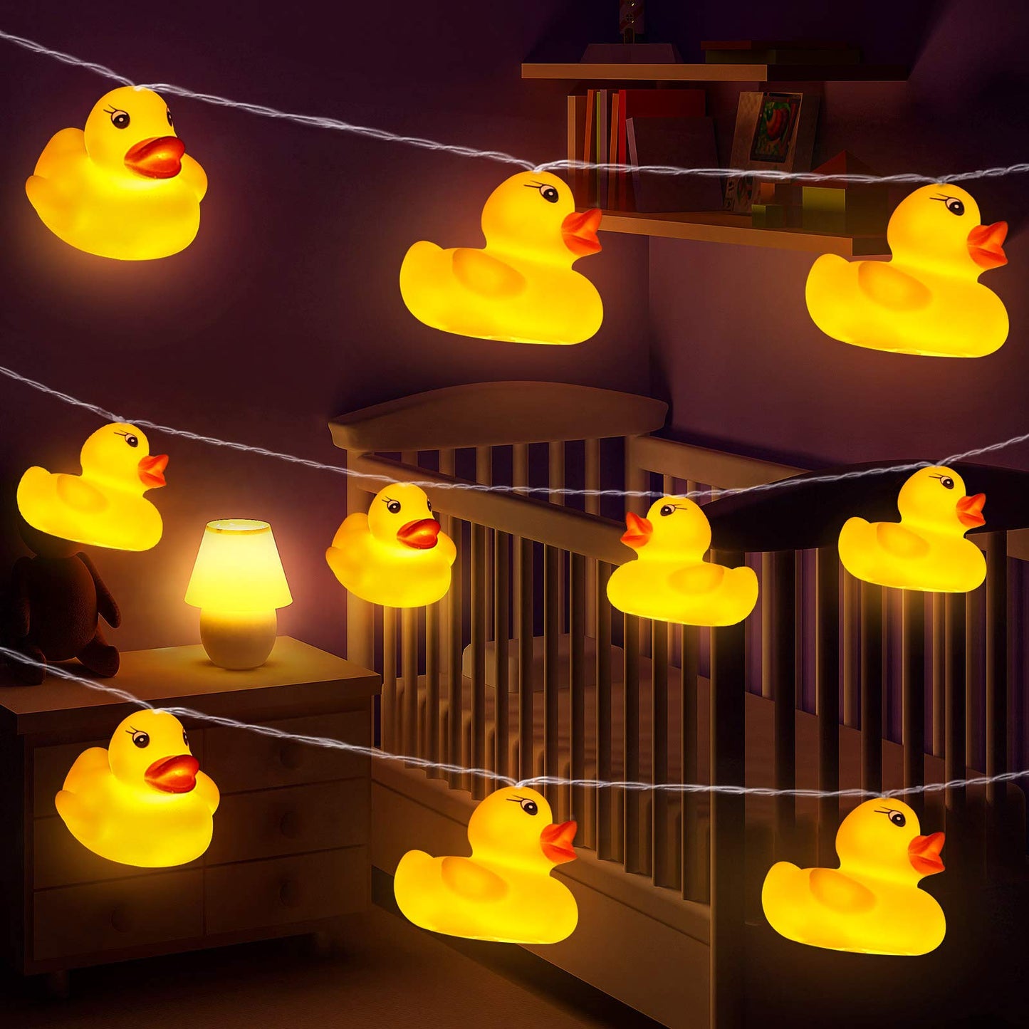 Acelist 20-Light Led String Lights - Yellow Duckling - Squeaky Decorative Lights For Kids Room, Holiday, Party, Garden, Dorm