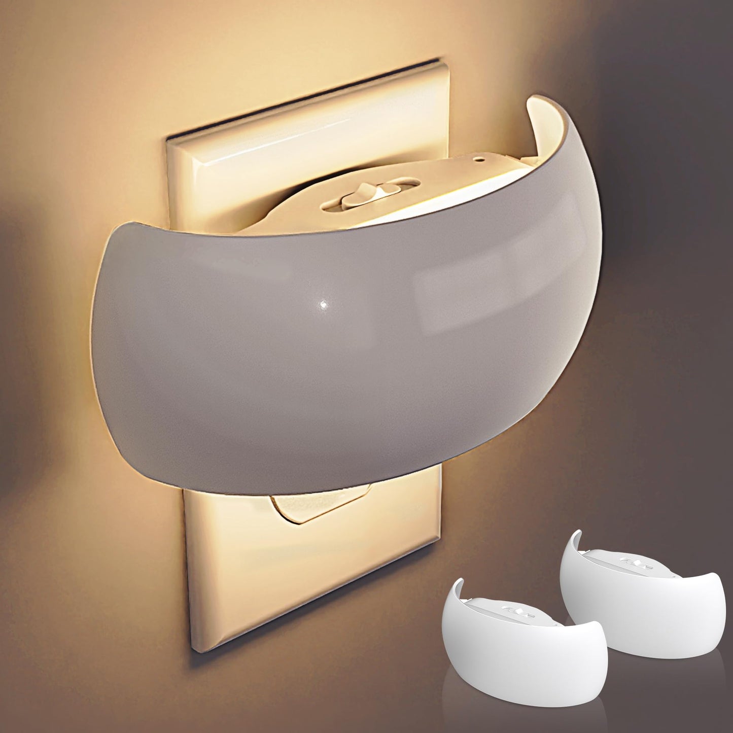 L LOHAS LED Night Light, Backlit Soft White, Dusk to Dawn Sensor, 0-100LM Dimmable, 2 Pack, Model A-GY-157-02-US-