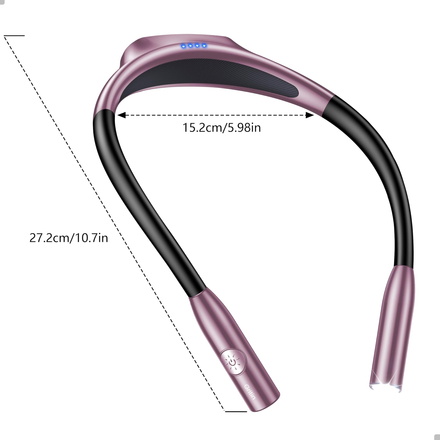 Gritin LED Neck Reading Light,Book Light for Reading in Bed-Eye Caring 3 Colors, Dimmable Brightness, Bendable Arms, 80+Hrs Runtime, Neck Round Design, Lightweight for Crafting, Knitting-Night Violet