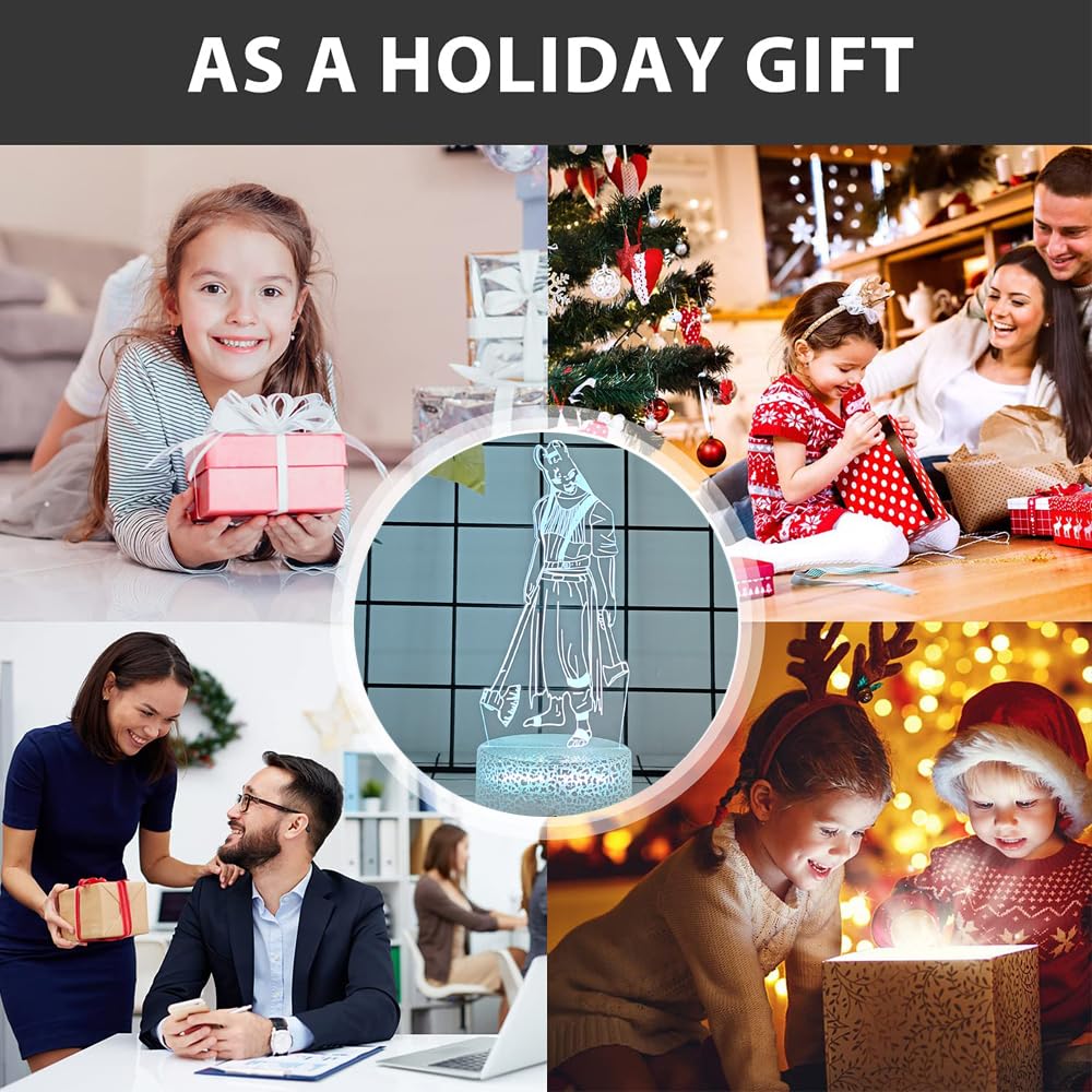 Mzcyfuy 3D Night Light USB Desk Lamp, Multicolor, 16 Color Changing, Remote Control, Model ZRKJ01, Gift for Kids (Huntress)