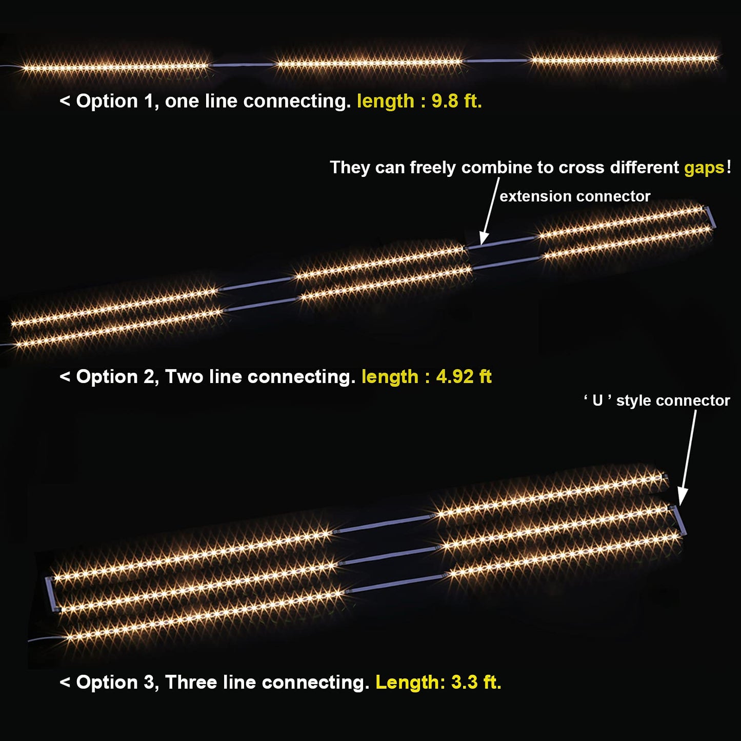 Wobane Under Cabinet Led Lighting Kit, 6 Pcs Warm White Strip Lights, Dimmable, 6X20 Inch, Model Led Cabinet Light Cs6