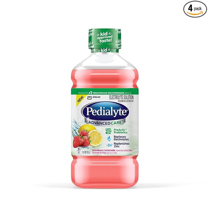 Pedialyte AdvancedCare Electrolyte Solution Has PreActivPrebiotics | Hydration Drink | Strawberry Lemonade, 1 Liter, Pack ...