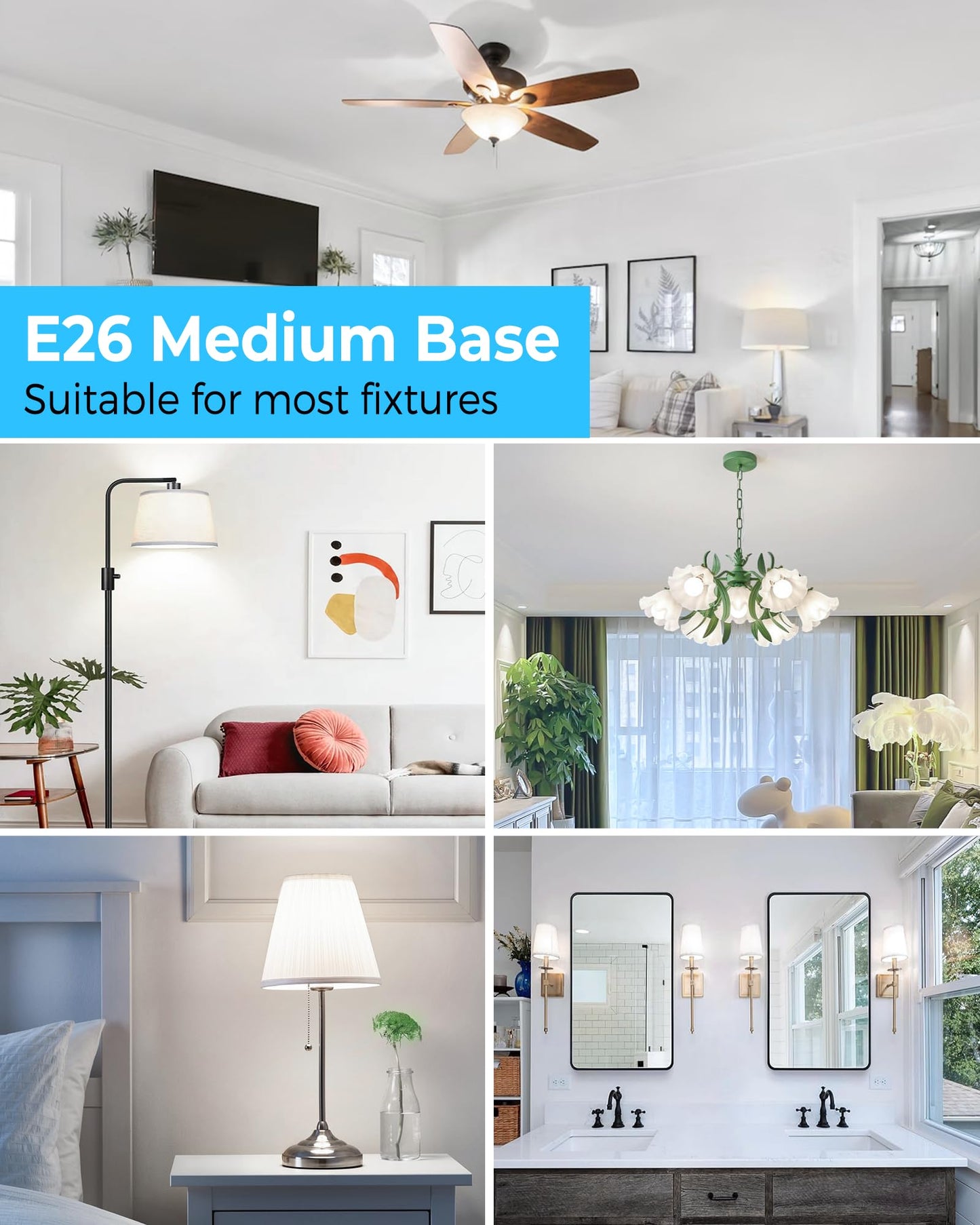 G45 Led Light Bulb 6W Daylight White 5000K  E26 Base 60Watt Globe Small Light Bulbs Equivalent  Non-Dimmable Bright Lighting For Refrigerator  Desk Lamp Lights  Vanity Mirror  Bathroom  6 Pack
