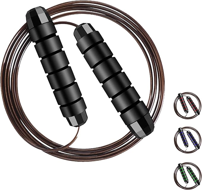 MRX BOXING & FITNESS Speed Jump Rope for Men, Women & Kids Tangle-Free Adjustable Steel Cable with Smooth Ball Bearings, a...