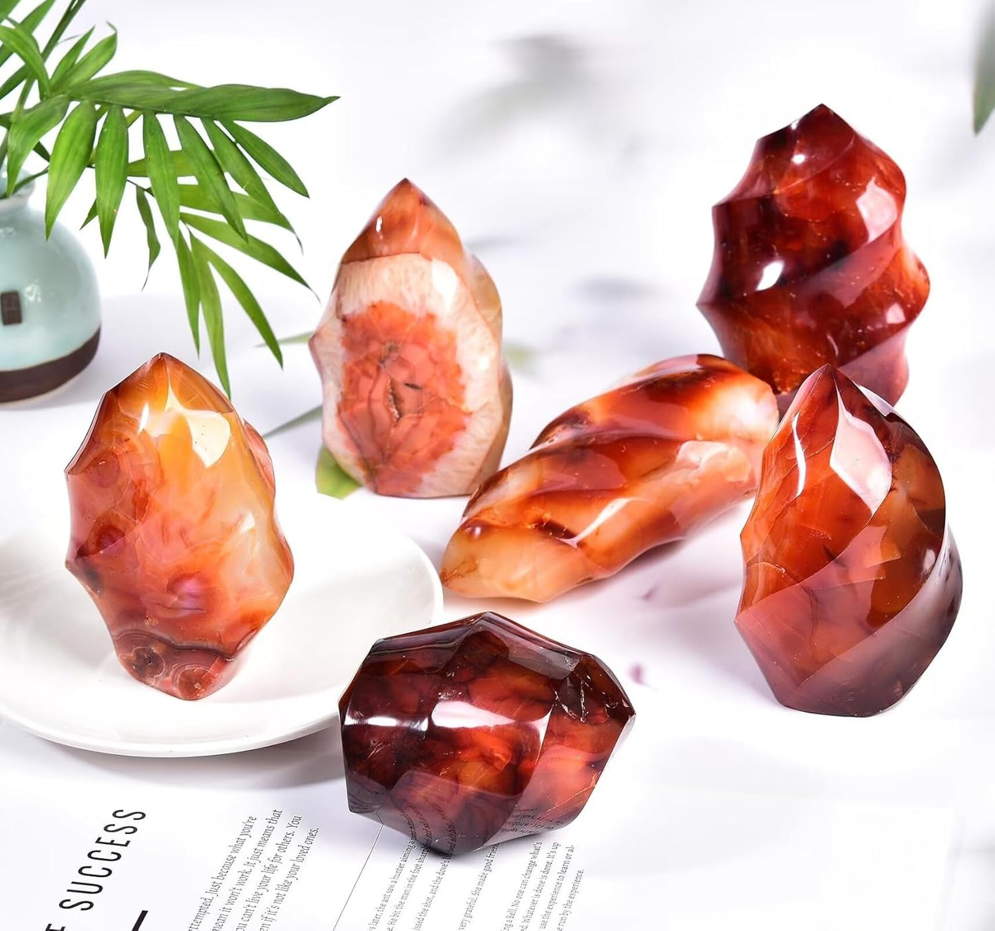 Red Agate Flame Shaped Stone Towers Obelisk Natural Healing Crystal Quartz Reiki Energy Decoration Home Office 2.2-2.8LBS