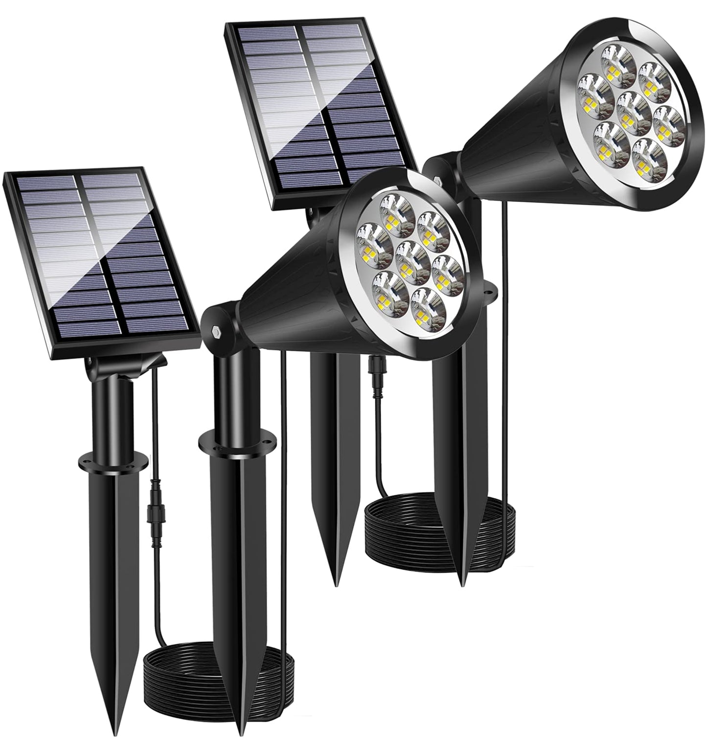 MEIHONG Solar Spot Lights, Waterproof Dusk to Dawn Lights, 2 Pack, White, High-impact ABS Plastic, Model K1-B