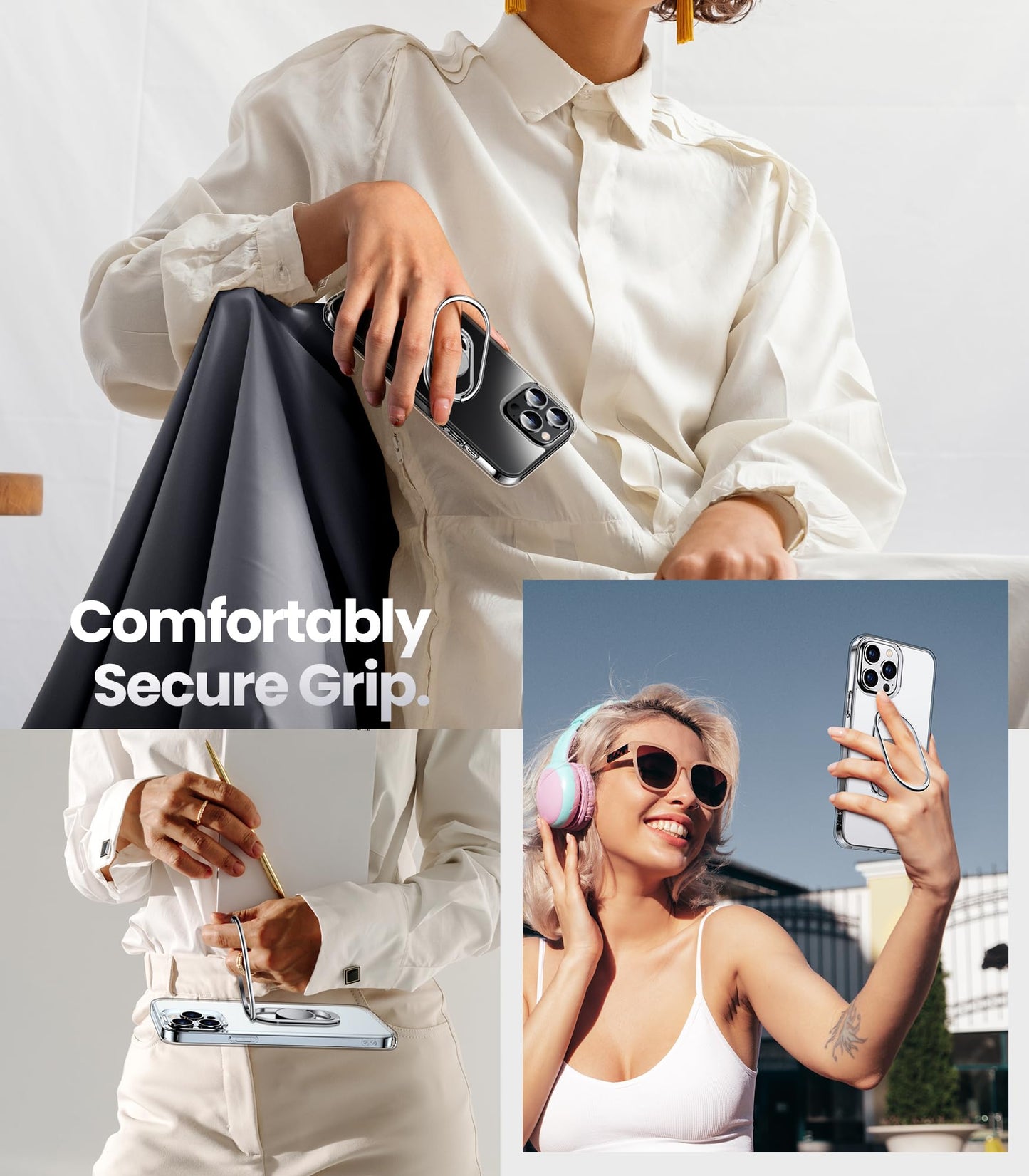 Shields Up For Iphone 15 Pro Case With Stand, Phone Case Clear With Double Ring Holder [Adjustable & Foldable] Shockproof Protec