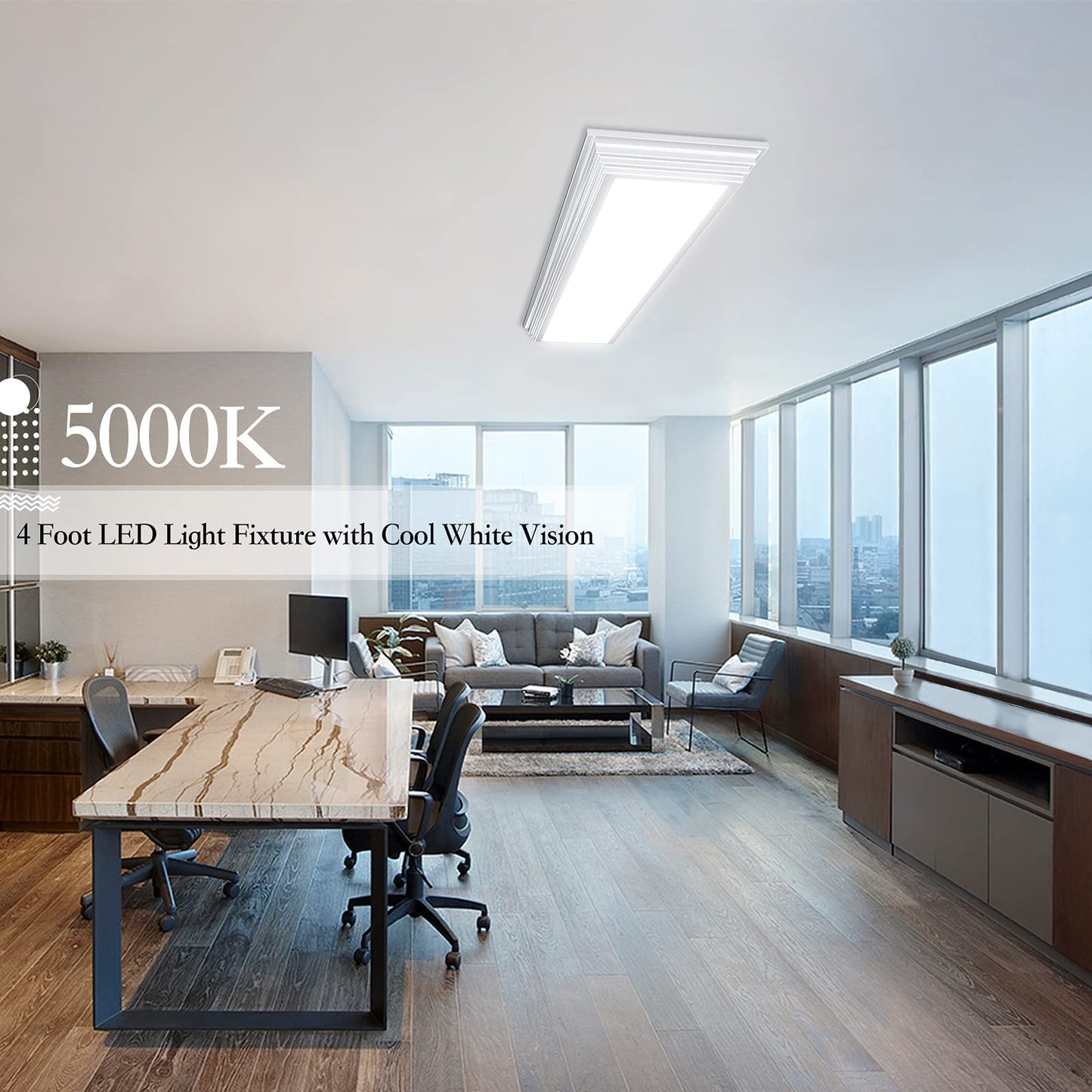 Faithsail Dimmable 4Ft Led Wraparound Light  Selectable 3 Color Temperature 3000K/4000K/5000K Cct 50W 5500Lm 4 Foot Kitchen Led Light Fixture  Flush Mount 48 Inch Ceiling Lighting Fixture  4 Pack