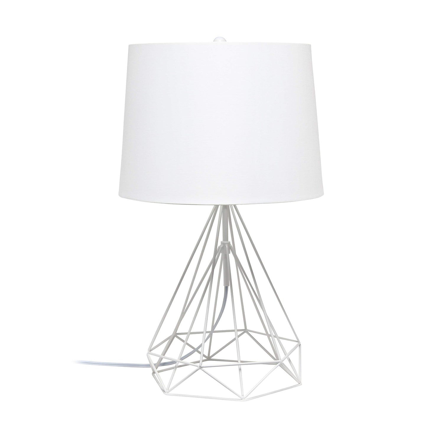 Elegant Designs Modern Geometric Table Lamp, Metal, White, 14inL x 14inW x 23.5inH, Model LT1054-WHT
