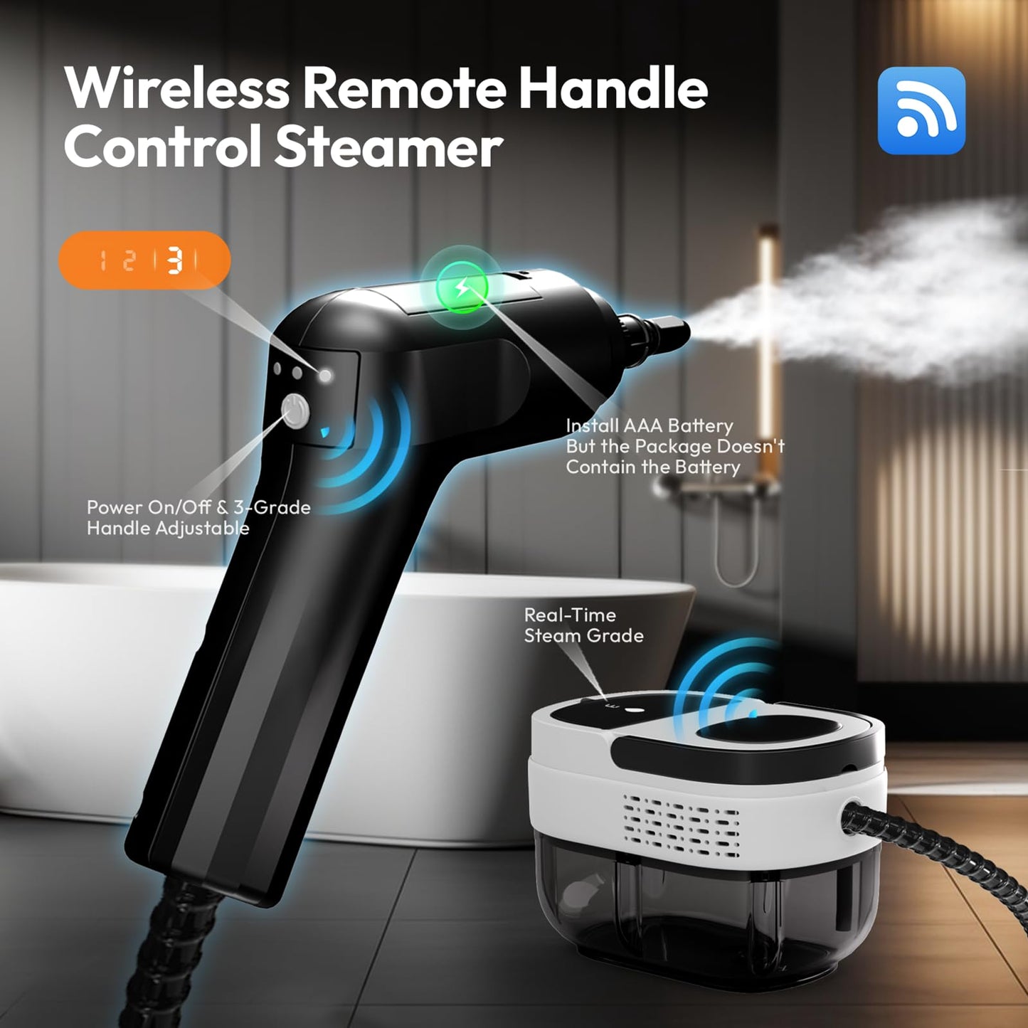 Steam Cleaner For Home, 2500W Steam Cleaner, High Pressure Steamer For Cleaning, 1.6L Water Tank, 3 Level Steam Control, High He