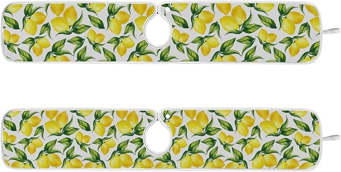 Kitchen Faucet Absorbent Mat,Lemon Water Splash Guard for Sink, Faucet Drip Catcher Thicken Sponge Microfiber Faucet Water Catcher Mat Sink Absorbent Mat for Kitchen 23x5in 2 Pack