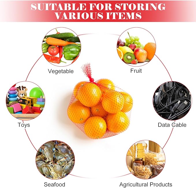 100 Pcs Reusable Produce Mesh Bags,24 Inch Seafood Boil Bags for Crab, Shellfish Cooking, Breathable Onion Potato Storage Net Bag for Vegetables Fruits Seafood