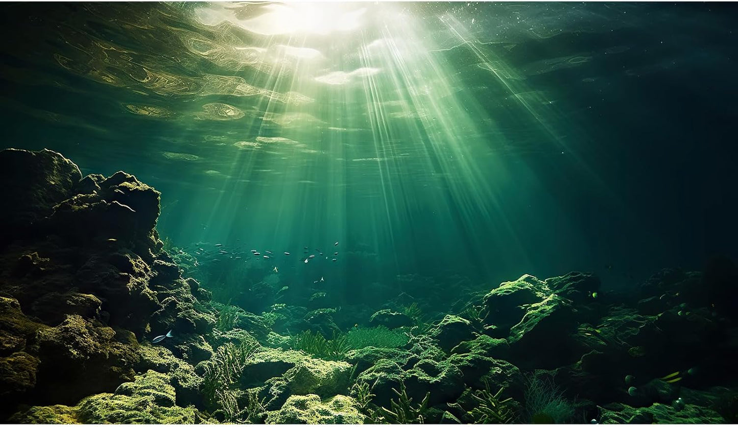 Under The Sea Aquarium Background Underwater Fish Tank Background Ocean Floor Rock Cave Sunray Terrarium Backgrounds Tropical Fish Ocean World Aquarium Reptile Tank Backgrounds 72x16in