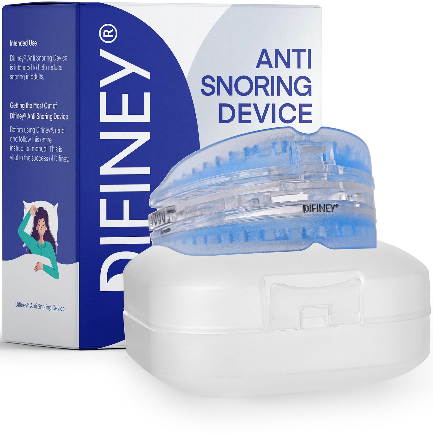 Difiney Anti Snoring Device: FDA-Cleared Snoring Solution – Adjustable Snore Stopper Mouth Guard for Men & Women – Anti Snoring Mouthpiece to Improve Sleep – Reusable Night Use