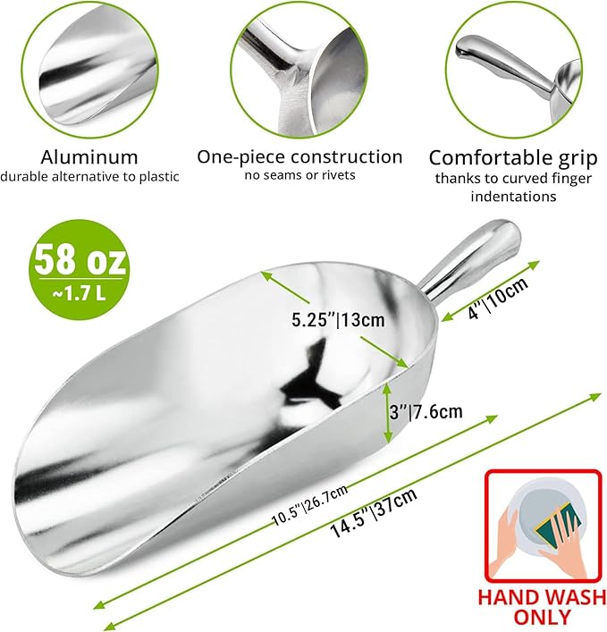 CUSINIUM 58 oz Aluminum Ice Scoop with Holder