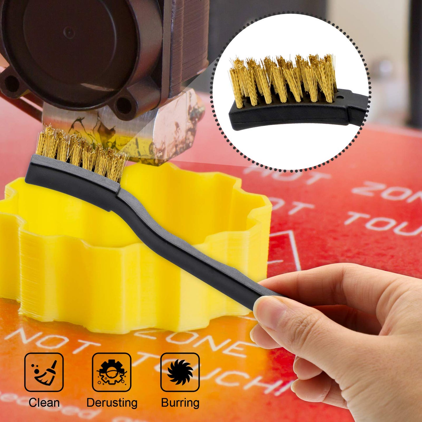 3D Printer Nozzle Cleaning Kit with Brush - 10 Pieces 0.4 mm Cleaning Needles, 2 Types Sophisticated Tweezers and 2 Pieces Cooper and Stainless Wire Cleaning Brushes