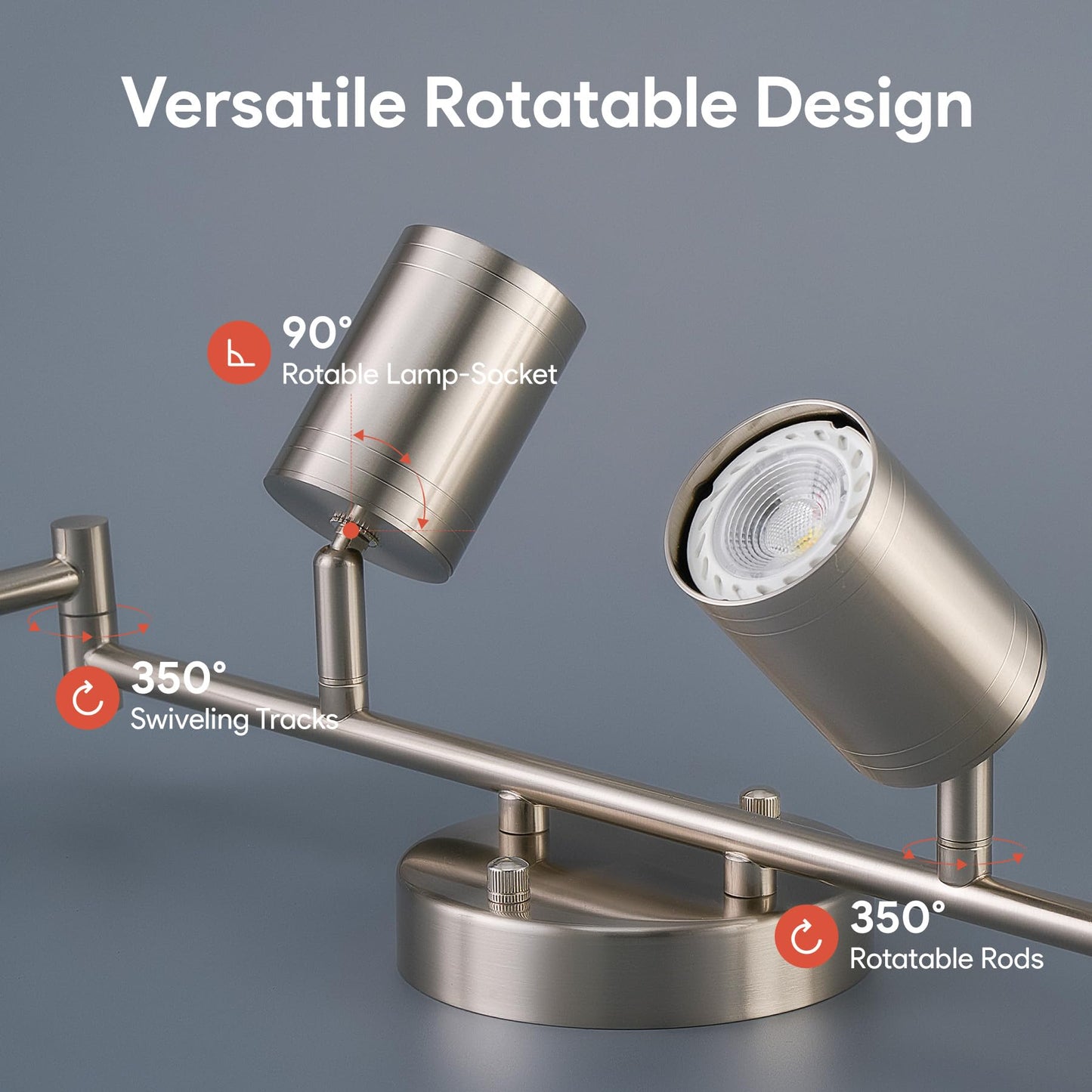 Vonluce 6 Light Track Light Fixture  Led Track Lighting Kit With Rotatable Track Heads  3-Color Gu10 Bulbs Included  Modern Ceiling Spotlight For Kitchen Office Closet Studio Bedroom  Nickel