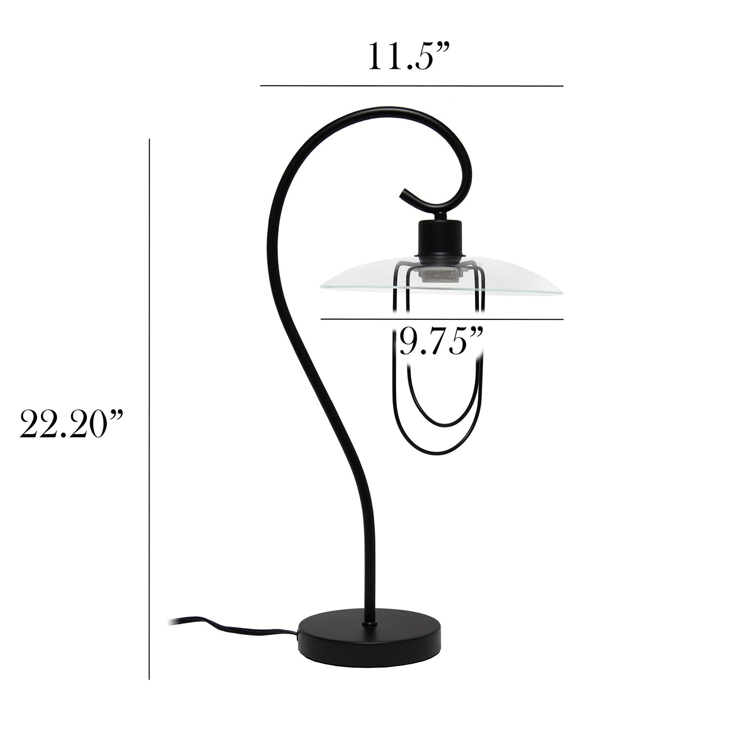 Simple Designs LT1086-BLK Modern Metal Table Lamp, Iron, Black