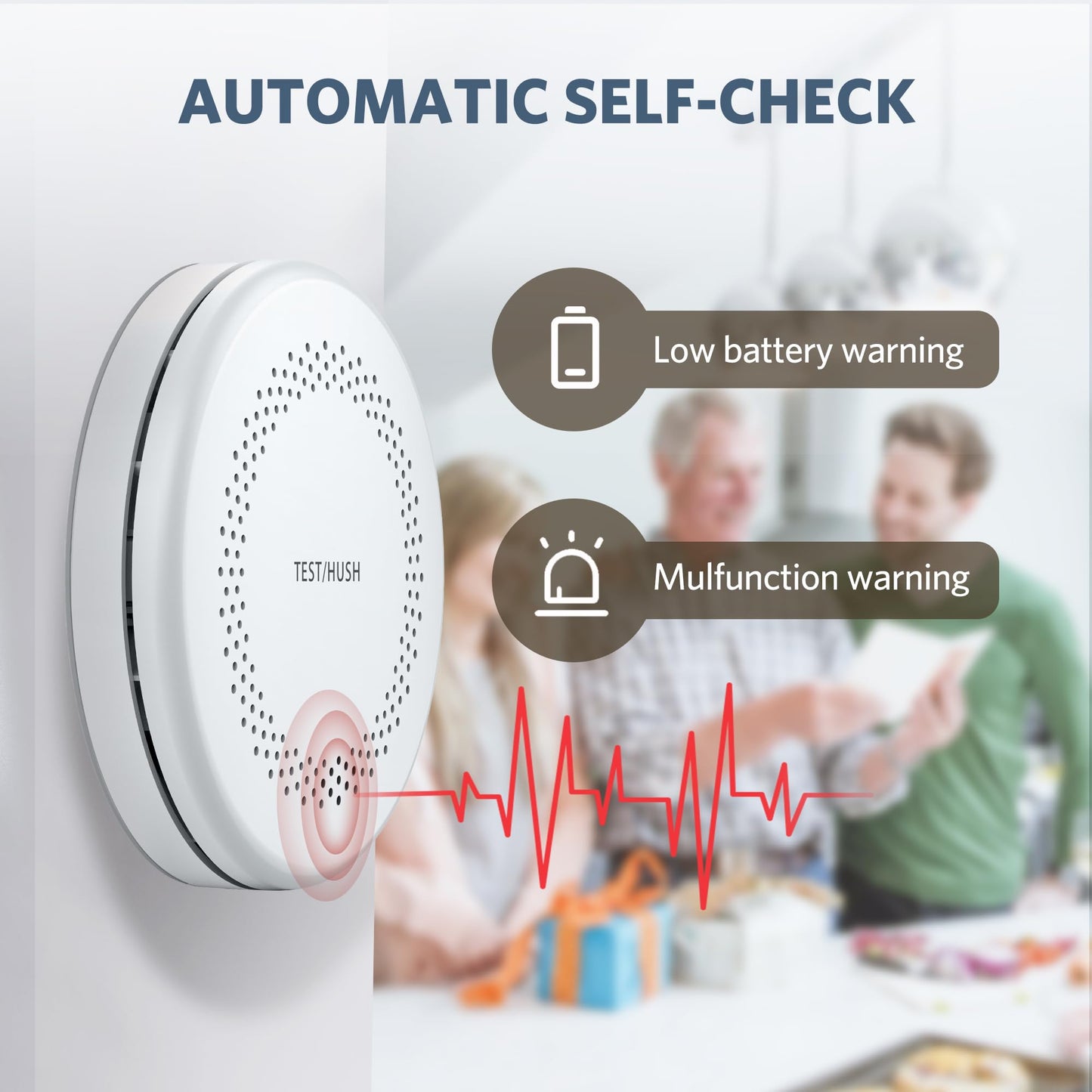HATHEPHS Combination Smoke and Carbon Monoxide Detector Alarm, 10-Year Battery Dual Sensor Fire & CO Alarm with Large Test/Silence Button, Adhesive & Screws Included, 3-Pack