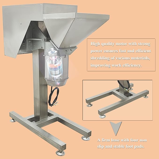Fruit and Vegetable Crushing Machine Vertical Stainless Steel Food Processor Chopper Fruit Crusher Shredder Electric Garlic Potato Mashing Equipment for Purees Dips and Sauces 220V No Plug