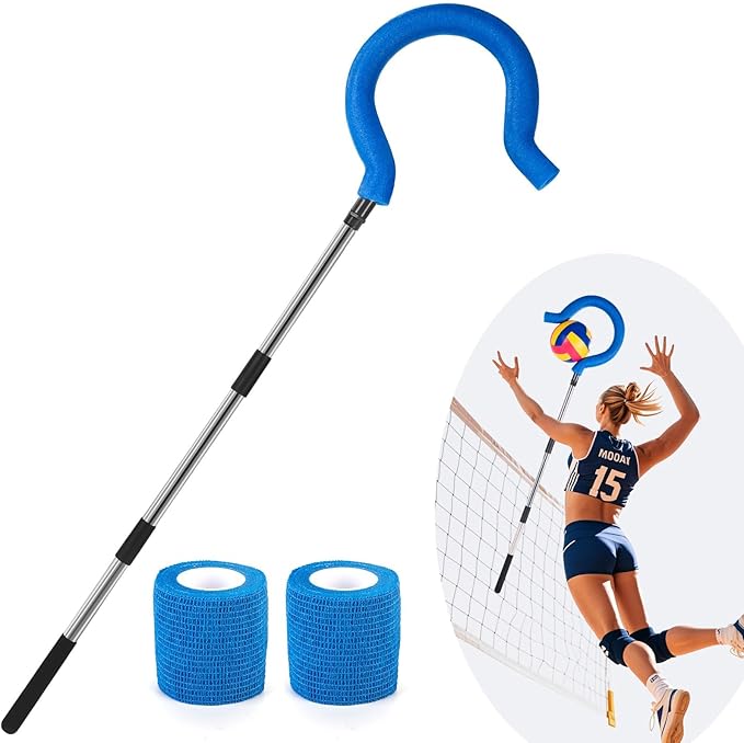 Adjustable Volleyball Spike Trainer with Question Mark Hook, Portable Lightweight Hitting Trainer for Serving, Spiking & J...