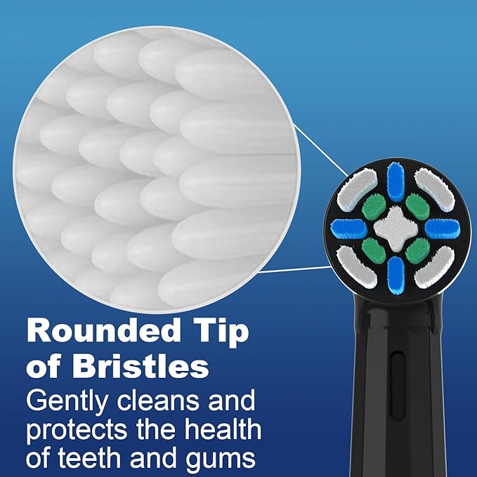 6 Pack Replacement Heads with Medium Soft Bristles Compatible with Oral b IO 2/3/4/5/6/7/8/9/10 Series Electric Toothbrush, IO Brush Heads Compatible with Oral b (Black)