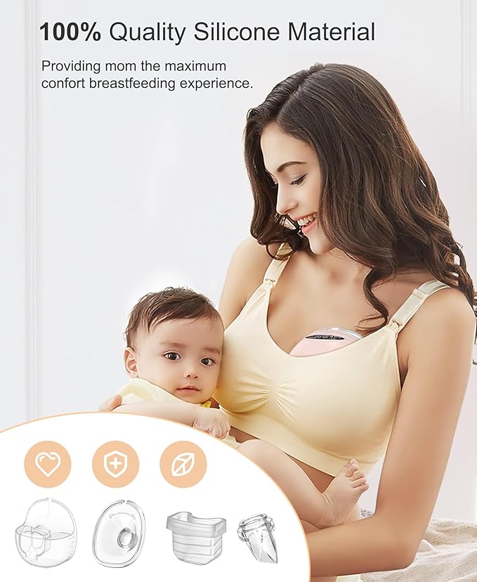 Wearable Breast Pump Accessories, Replacement Pump Parts Flange 24mm, Duckbill Valve, Silicone Diaphragm, Milk Collector Cup Compatible with MOMMED S18 S21