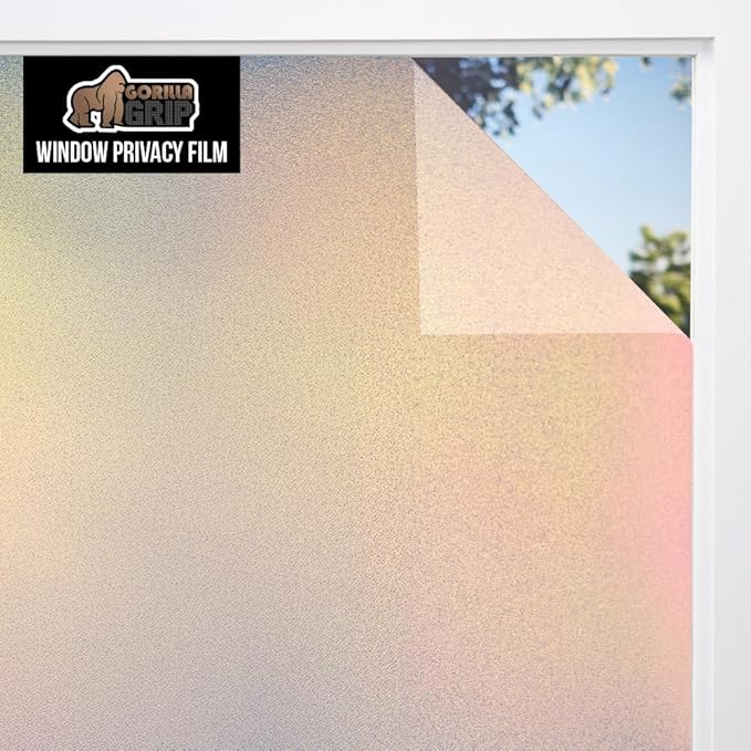 GORILLA GUARD Two Way Sun Blocking Window Privacy Film, 35.4" x 78.7”, Strong Static Clings to Glass Windows, Peel and Stick, Removable No Residue Stickers, Decorative Bathroom Door Coverings, Rainbow