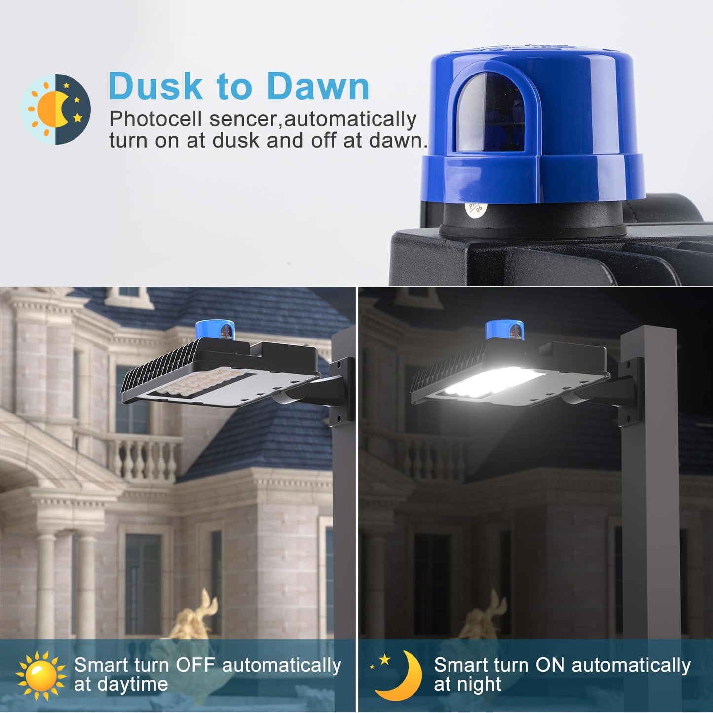 Lightdot 240W(240X1W Led) Parking Lot Lighting 36000Lm 5000K Parking Lot Lights With Dusk To Dawn Photocell  Ip65 Arm Mount Outdoor Led Street Lighting-4Pack (Coverage: 66~88Ft At Height:30~40Ft)