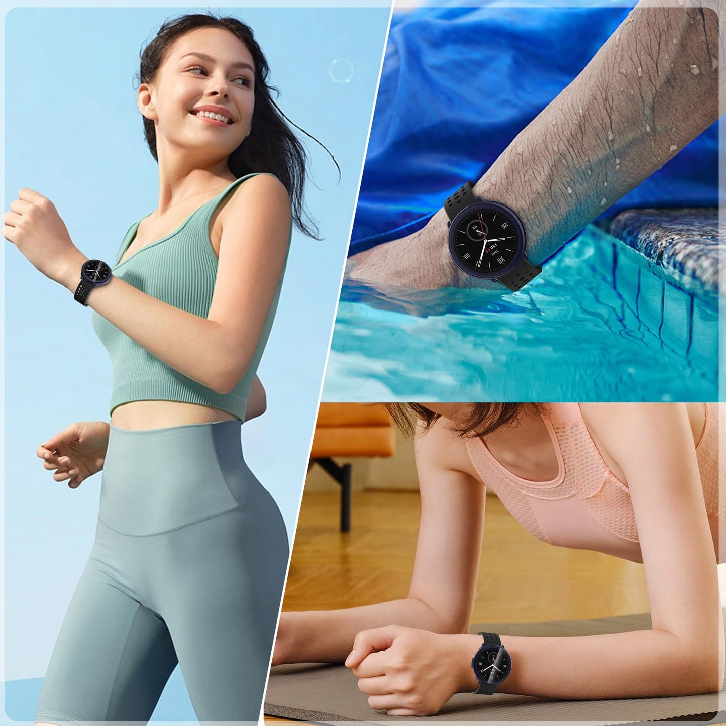 Wd&Cd 2 Pack Case Compatible For Amazfit Active 2 Blue+Clear, Hard Pc Case With Tempered Glass Screen Protector Compatible With
