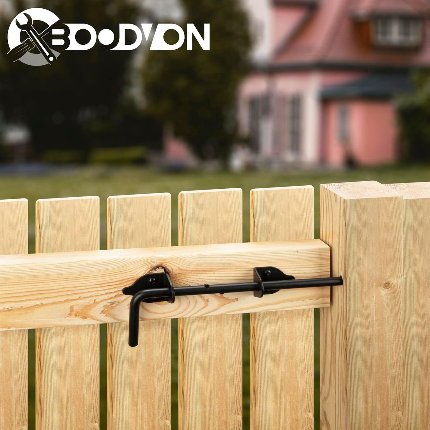 12 Inch Cane Bolt Gate Drop Rod Heavy Duty Gate Hardware, Gate Ground Latch for Wooden Fences, Metal Gates Doors Stopper for Gate Ground, Wrought Iron Gate Latches, Black Finish(1 Pack)