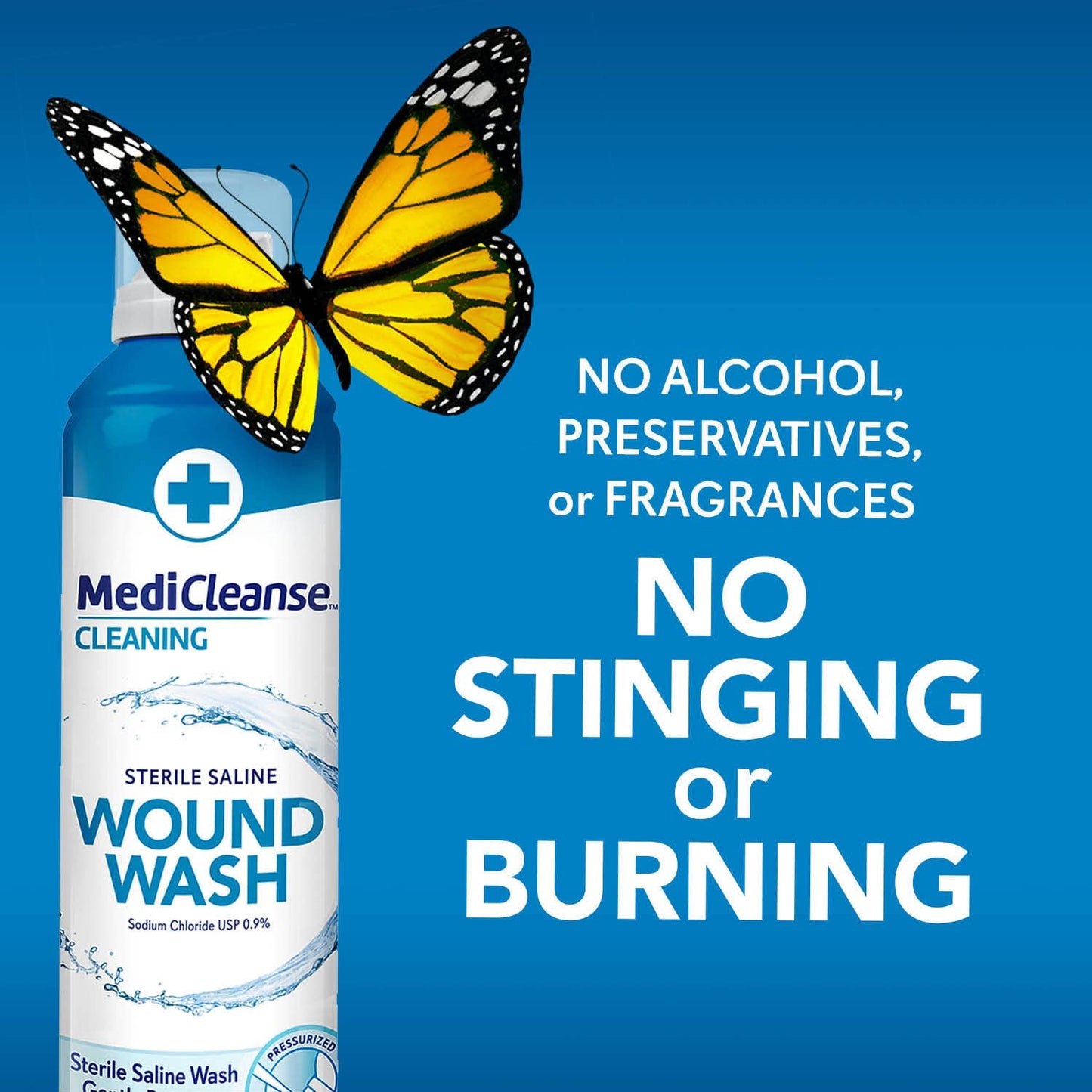 MediCleanse First Aid Sterile Saline Wound Wash, Promotes Healing, No Stinging or Burning, 7.4 oz (Pack of 3) - Made in USA