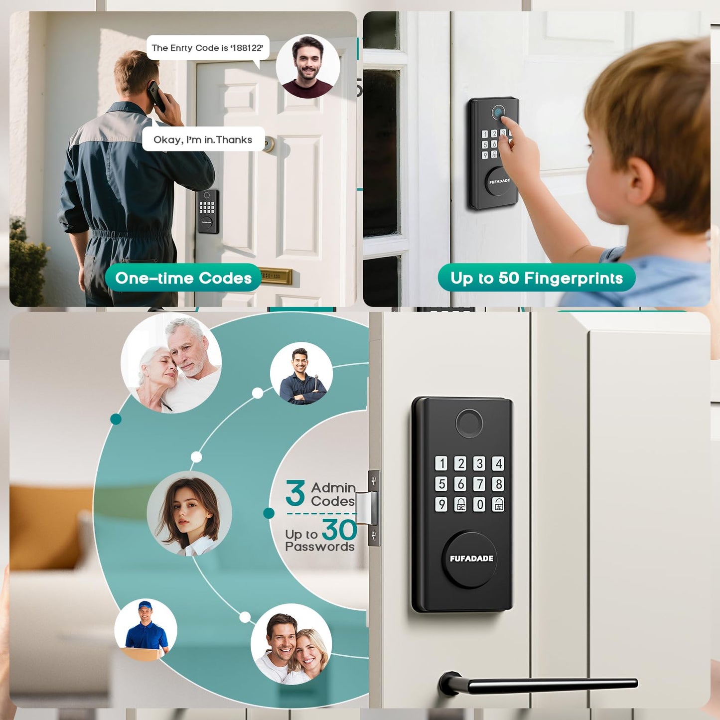 Electronic Door Lock - Upgraded Keyless Entry Door Lock with Keypad Deadbolt and 4 Keys - Digital Smart Locks for Front Door - Auto Lock - IP65 - High Security - Easy Install - Includes a Screwdriver