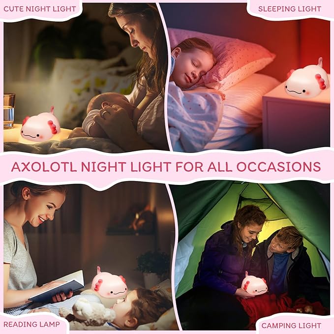 3 Level Dimmable Duck Night Light for Kids, Animal Silicone Nursery Night Lamp, Rechargeable Axolotl Lamp for Room Decor, Kids Girls Boys