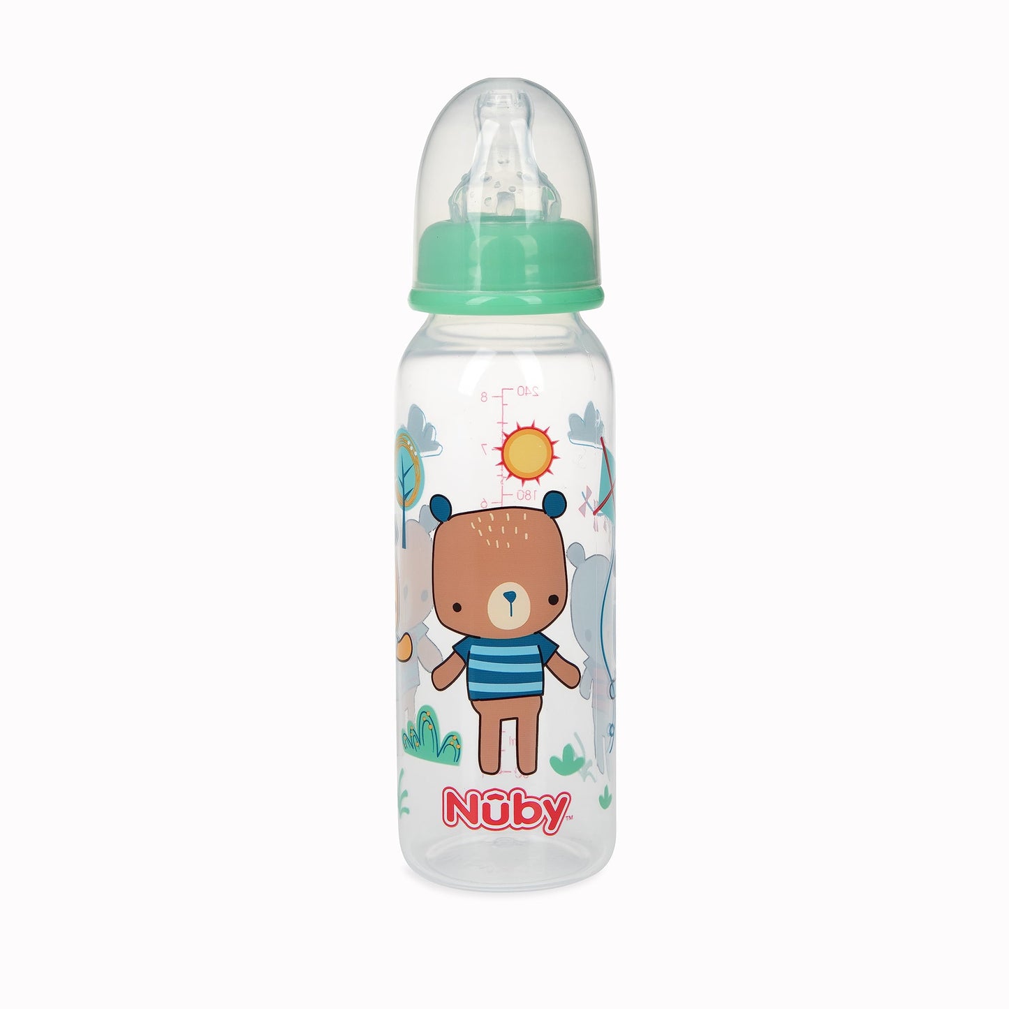 Nuby Printed Non-Drip Bottle, 1 Pack of 1 Bottle, 8 Ounce, Colors May Vary