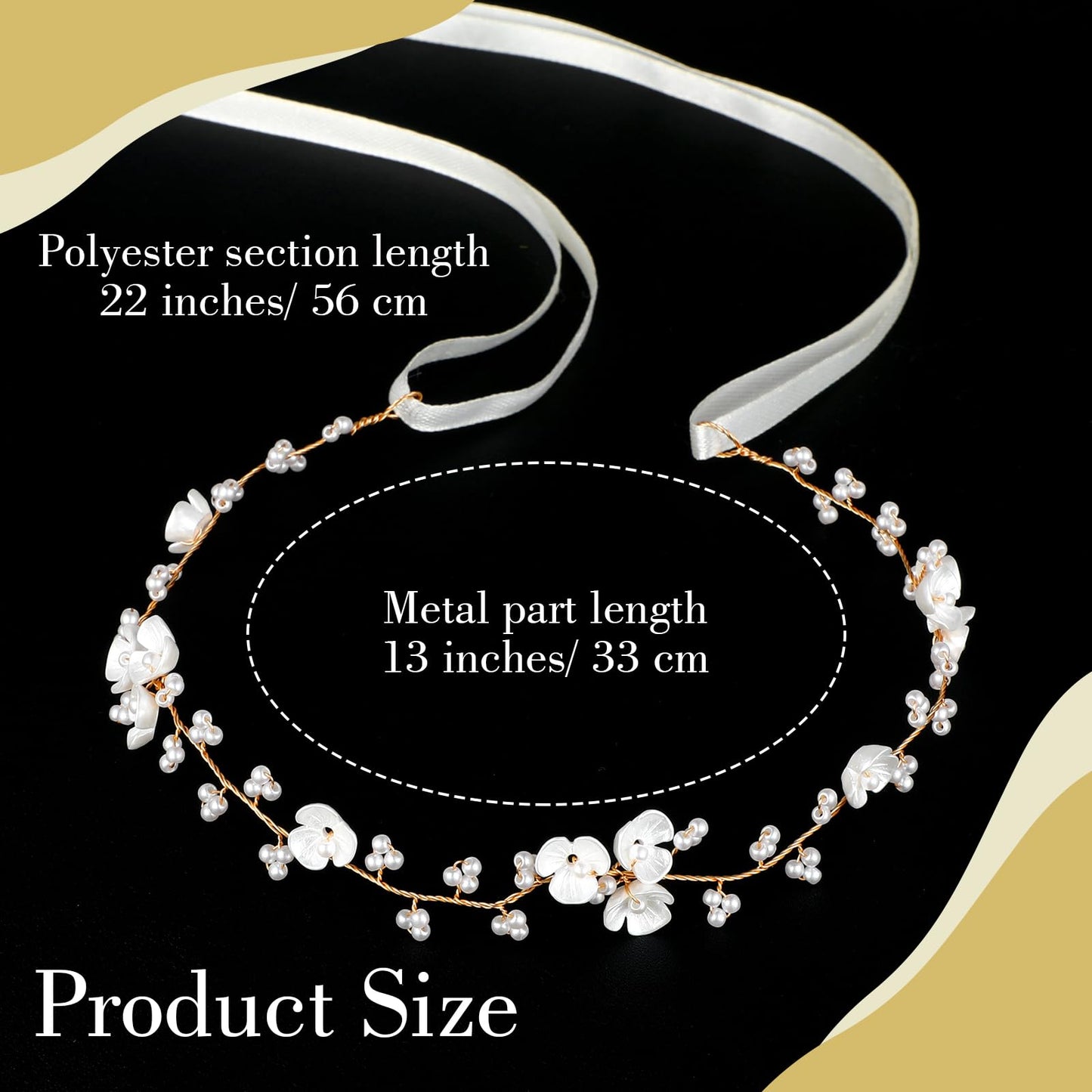 Flower Crown for Girls, Bridal Pearl Headband Women Floral Crowns for Wedding and Birthday, Flower Girl Hair Accessory Headpiece