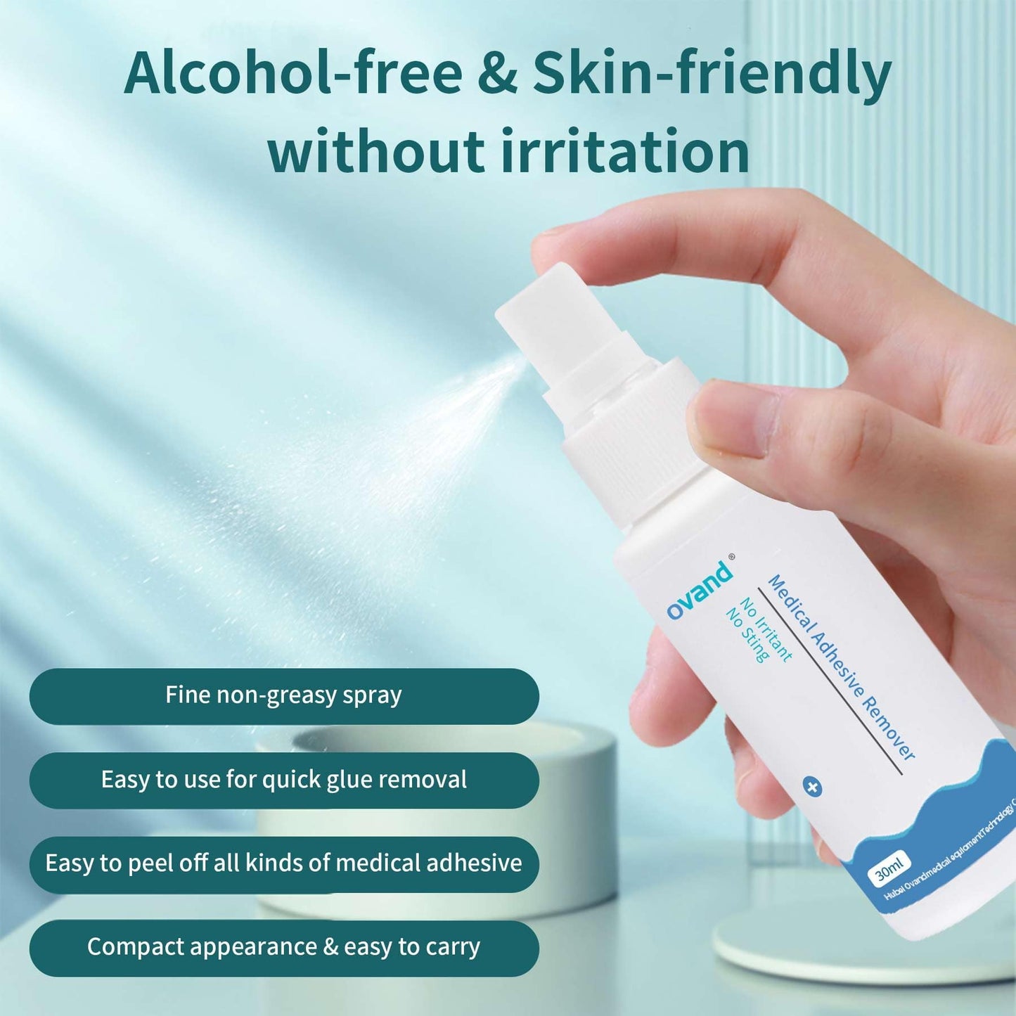 Medical Adhesive Remover Spray - 1 oz.No-Sting Ostomy Adhesive Remover Spray: Adhesive Remover for Skin,Ostomy,Mastectomy,Adhesive Tape