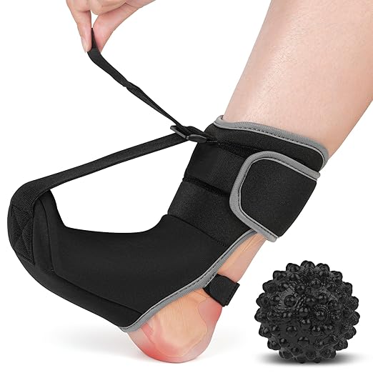 Plantar Fasciitis Night Splint Sock with Massage Ball for Tension Relief, Alleviate Pain from Plantar Fasciitis, Arch Pai...