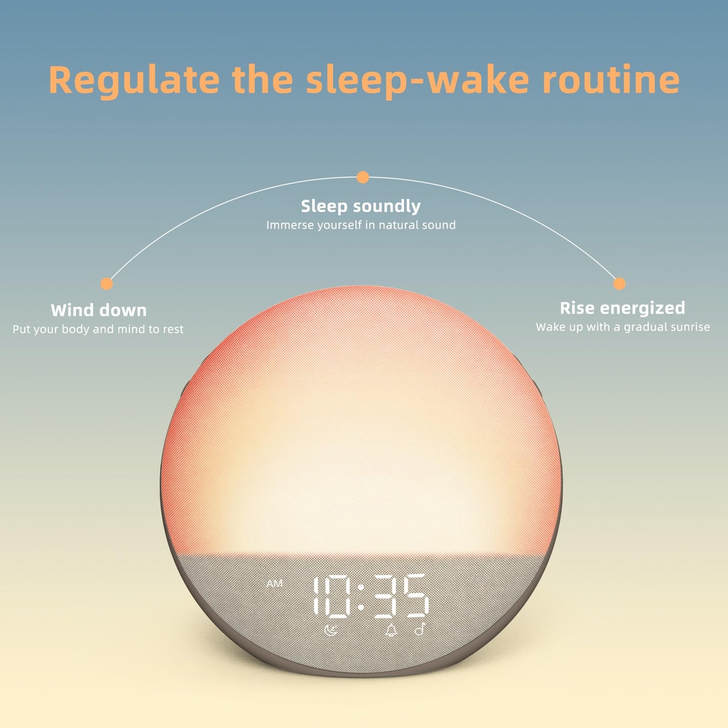 Sunrise Alarm Clock White Noise Machine: Natural Wake Up Light - Dimmable Clock with Bluetooth Speaker for Bedroom - 25 Sleep Sounds for Baby Adults Kids Cocoa