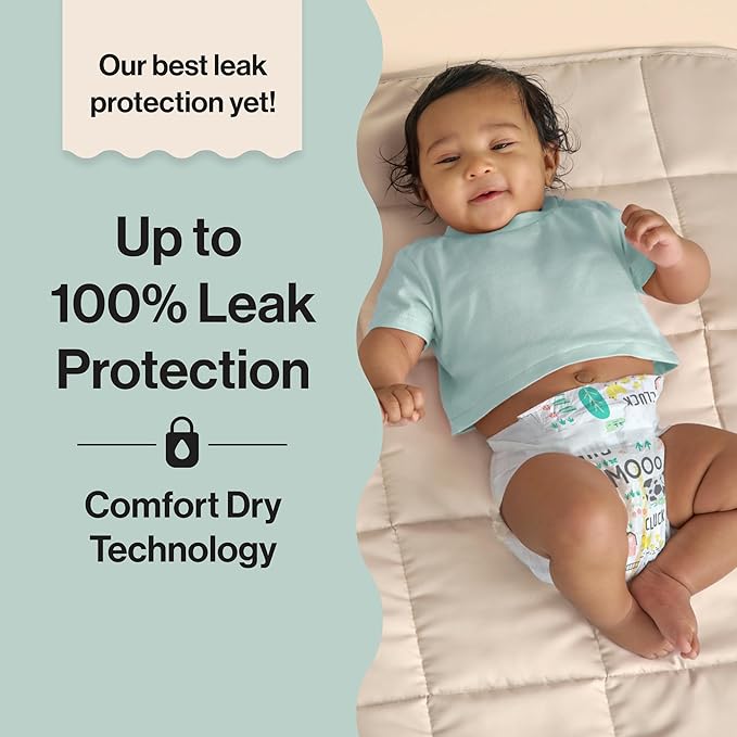 The Honest Company Clean Conscious Diapers for Sensitive Skin, Up to 100% Leakproof Hypoallergenic Fragrance-Free Baby Diapers, Girl Prints, Super Club Box, Size 6 (35+ lbs), 68 Count (Prints Vary)