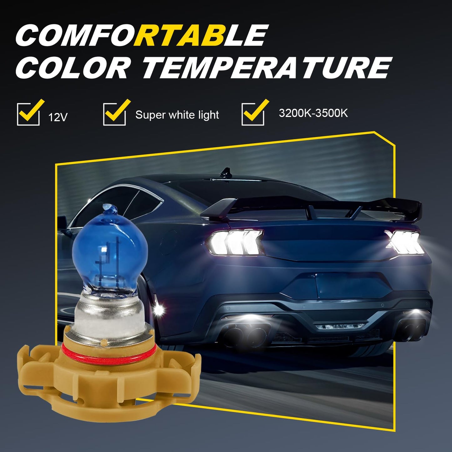 Downhill PSX24W Fog Light Bulbs, 12V 24W, Ultra-bright Quartz Glass, 2 PCS, White Light