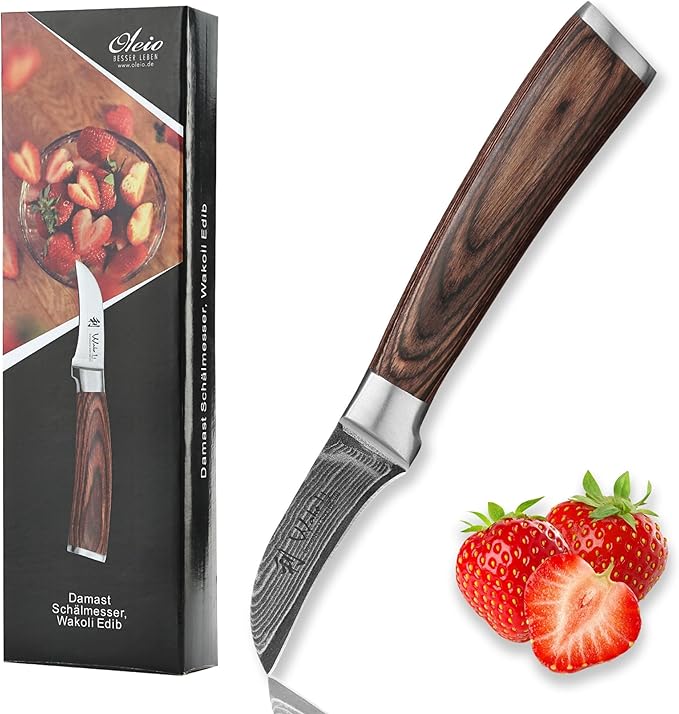 Wakoli EDIB Damascus Peeling Knife – 2.7-Inch Small Kitchen Knife for Fruits and Vegetables | Genuine Damascus Steel Blade with VG10 Core | Ergonomic Pakkawood Handle | Premium Knife in Gift Box