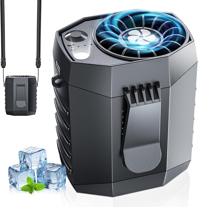 JKBOOM 2026 Smart Portable Rechargeable Fan with LED Light & 25H Runtime, 4-Speed 9200RPM Turbo Cooling Personal Waist Fa...