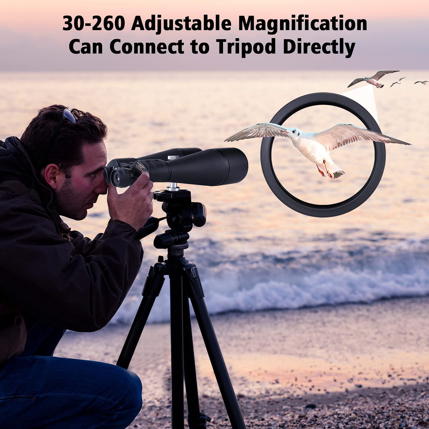 High Power Binoculars For Adults 30-260X80 Loncrange Binoculars Stargazing Telescope For Birdwatching Hunting Travel Football Ga